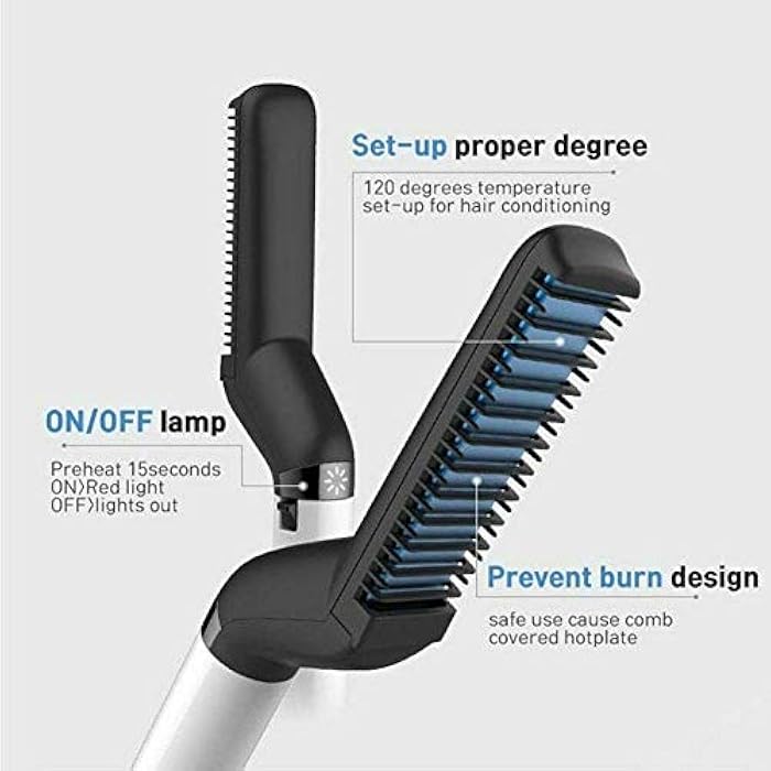 Korean multi-functional hair comb men hair straightener hair styling comb beard comb curling electric brush - Image 2